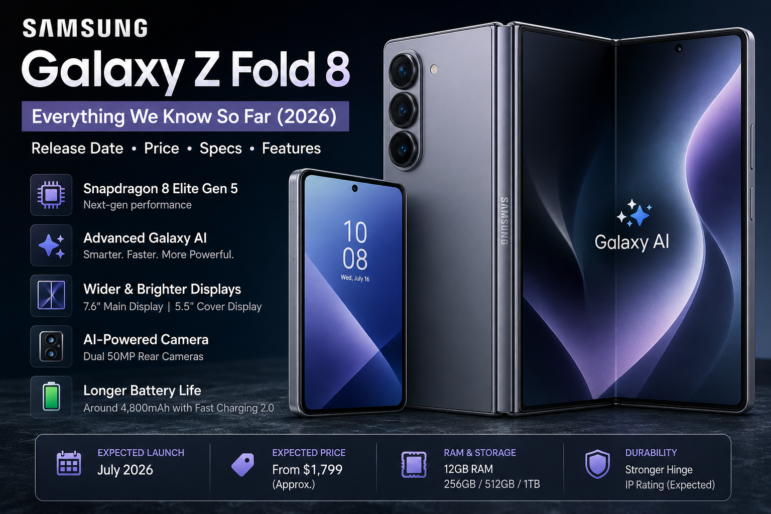 Samsung Galaxy Z Fold 8: Expected Features, Price & Specifications